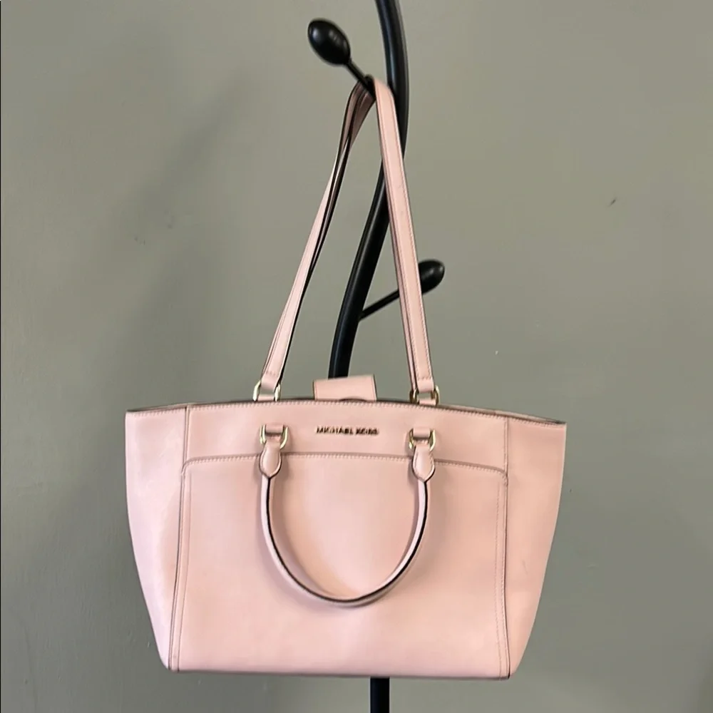 Michael Kors Pale Pink Leather Tote with Gold Hardware
